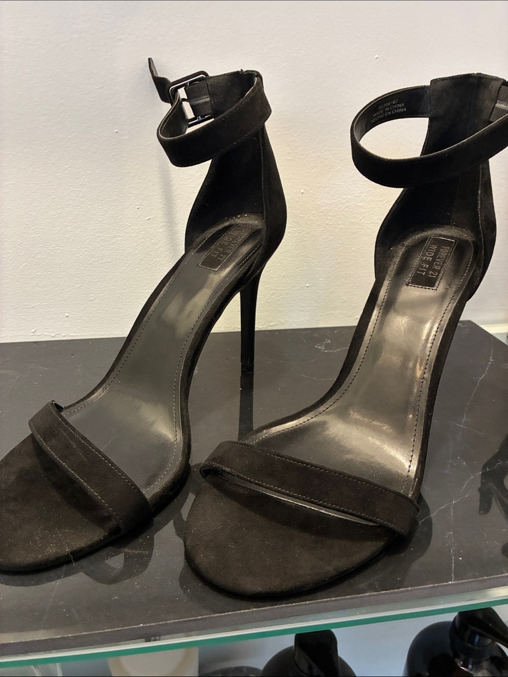 Black Ankle-Strap Stiletto Sandals - Forever21